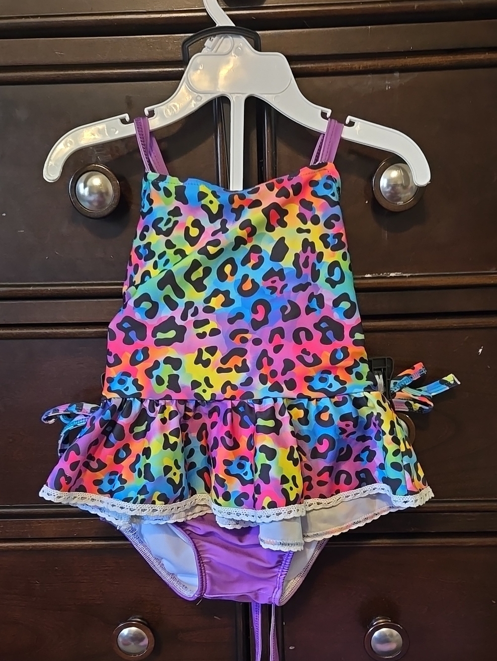 Girls' 3t Leopard Print Ruffle Swimsuit